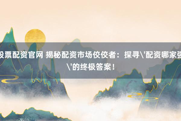 股票配资官网 揭秘配资市场佼佼者：探寻'配资哪家强'的终极答案！