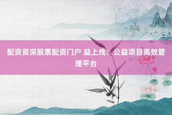配资资深股票配资门户 益上线：公益项目高效管理平台