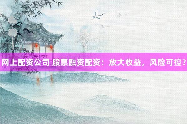 网上配资公司 股票融资配资：放大收益，风险可控？
