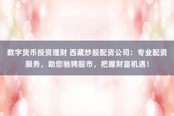 数字货币投资理财 西藏炒股配资公司：专业配资服务，助您驰骋股市，把握财富机遇！