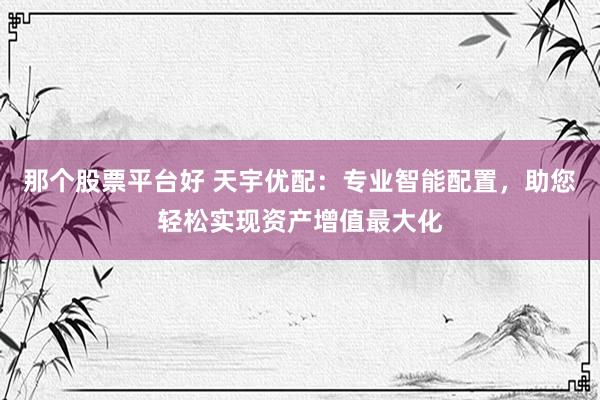 那个股票平台好 天宇优配：专业智能配置，助您轻松实现资产增值最大化