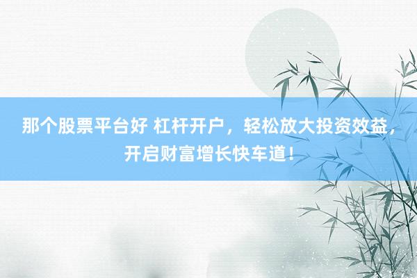 那个股票平台好 杠杆开户，轻松放大投资效益，开启财富增长快车道！