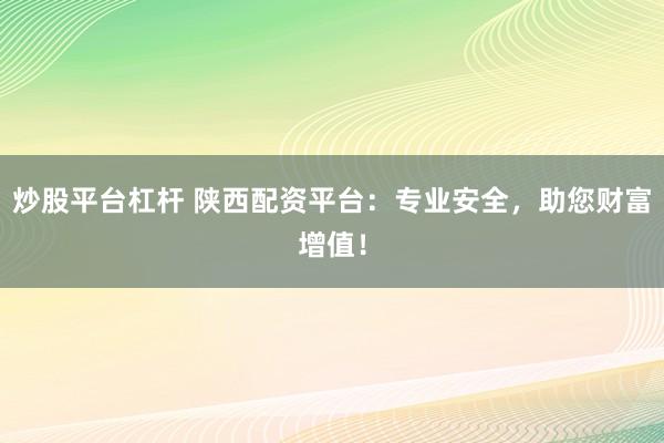 炒股平台杠杆 陕西配资平台：专业安全，助您财富增值！