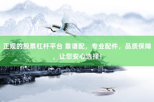 正规的股票杠杆平台 靠谱配，专业配件，品质保障，让您安心选择！