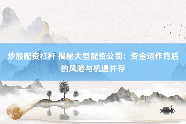 炒股配资杠杆 揭秘大型配资公司:资金运作背后的风险与机遇并存