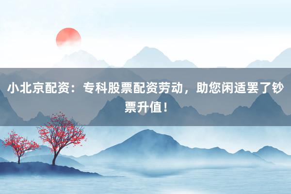 小北京配资:专科股票配资劳动,助您闲适罢了钞票升值!