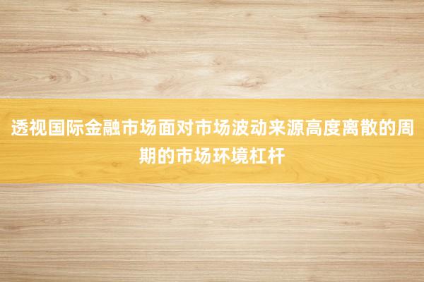 透视国际金融市场面对市场波动来源高度离散的周期的市场环境杠杆