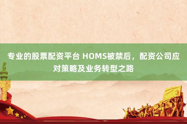 专业的股票配资平台 HOMS被禁后，配资公司应对策略及业务转型之路