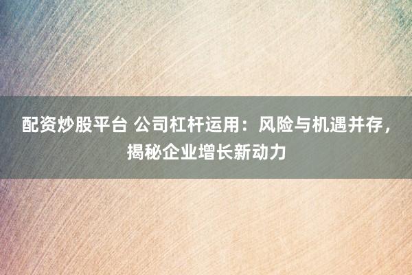配资炒股平台 公司杠杆运用：风险与机遇并存，揭秘企业增长新动力